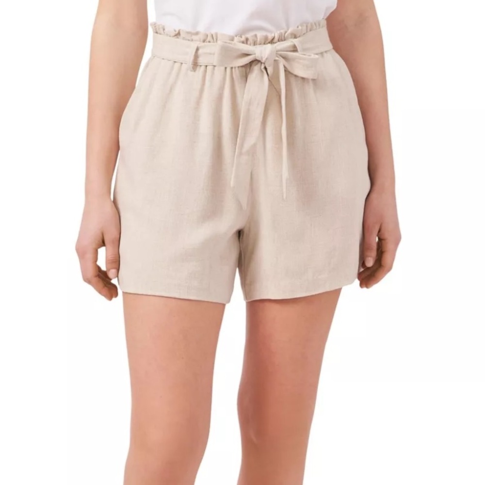 RILEY & RAE NWT Beige Linen Belted Paperbag Waist Shorts Size XXL